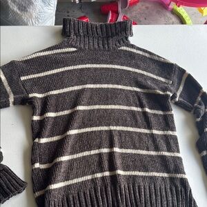 Staccato Brown and Cream Striped Turtleneck Sweater